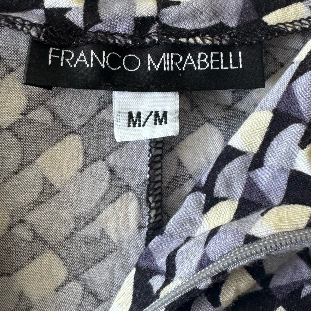 FRANCO MIRABELLI Vintage Y2K 1/4 Zip Graphic Print Jersey Knit Stretch Top Tee M - Picture 9 of 13
